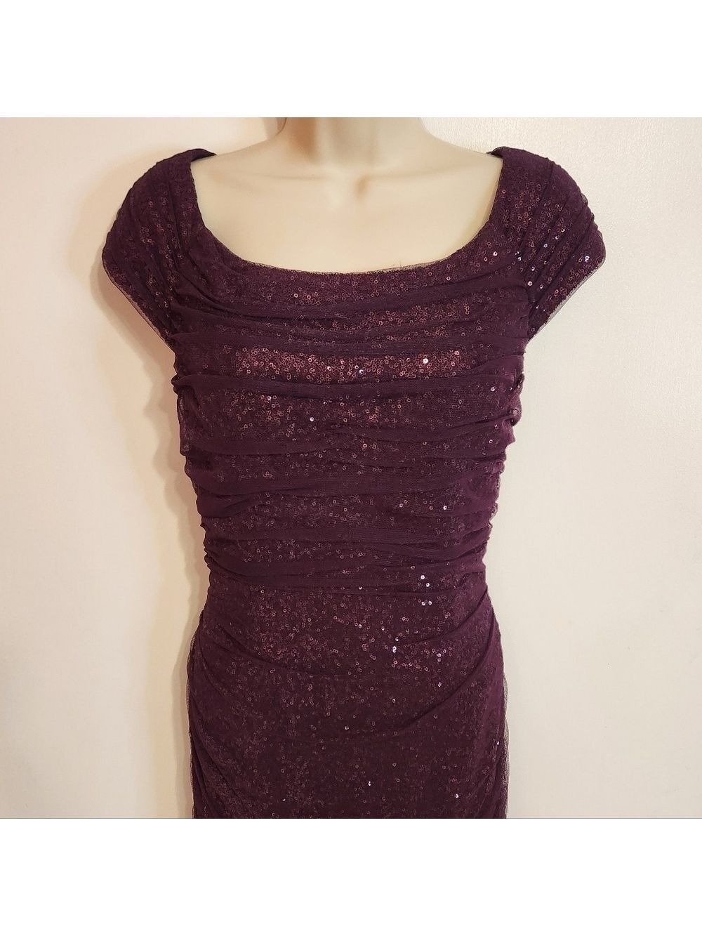 Lauren Ralph Lauren Dress Off Shoulder Plum Size 10 - Picture 3 of 12